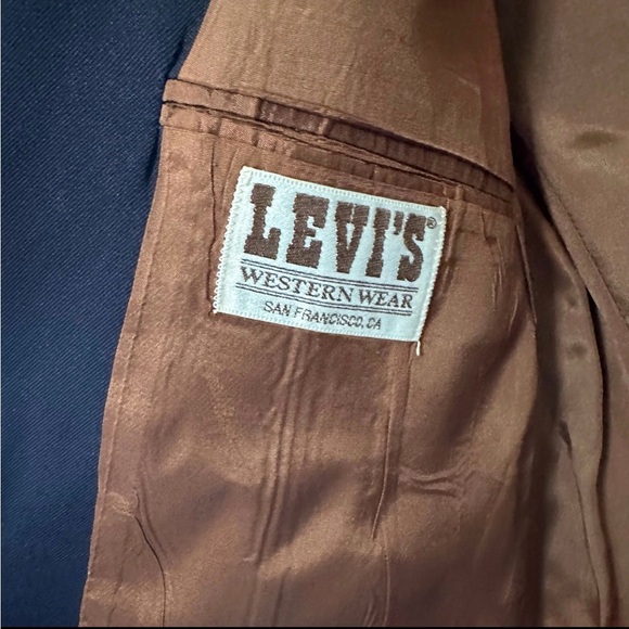 Levi’s Western Wear San Francisco Navy Blazer Mens Cowboy Cut Yoke Polyster - Picture 3 of 11